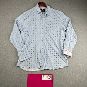 Buttercloth Shirt XL Blue Striped Flip Cuff Icy Cotton Button Up Long Sleeve